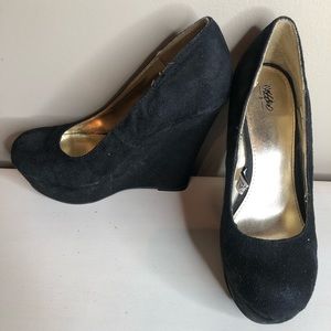 Classic Black Suede Wedges